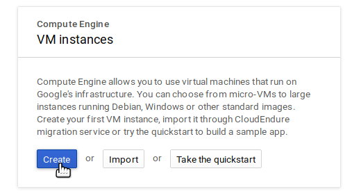 Create VM page when using it for the first time.