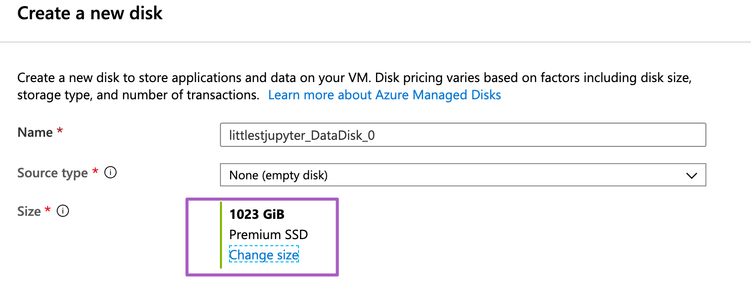 Choose a disk size
